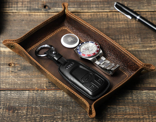 Genuine Leather Desktop Storage Tray