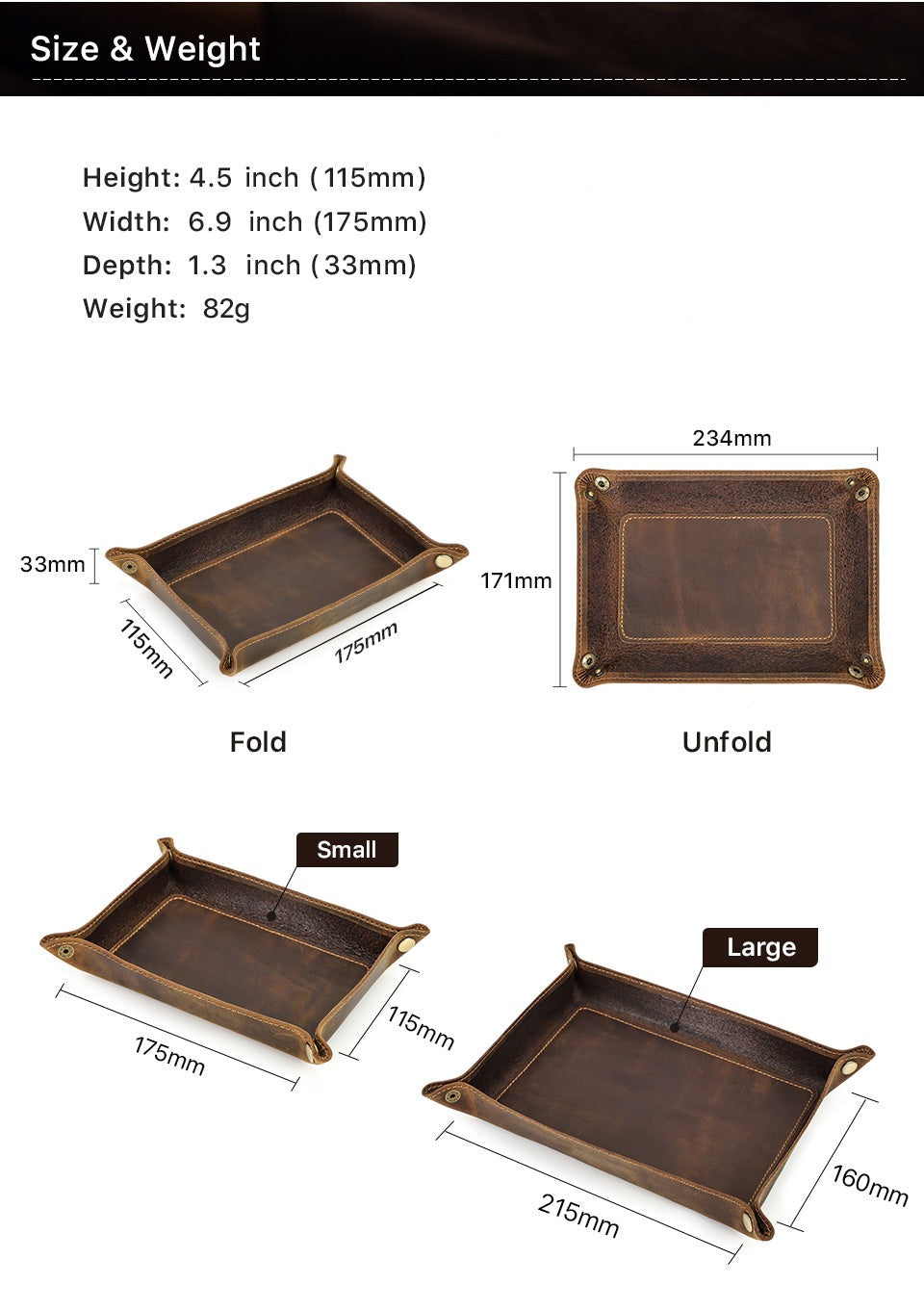 Genuine Leather Desktop Storage Tray