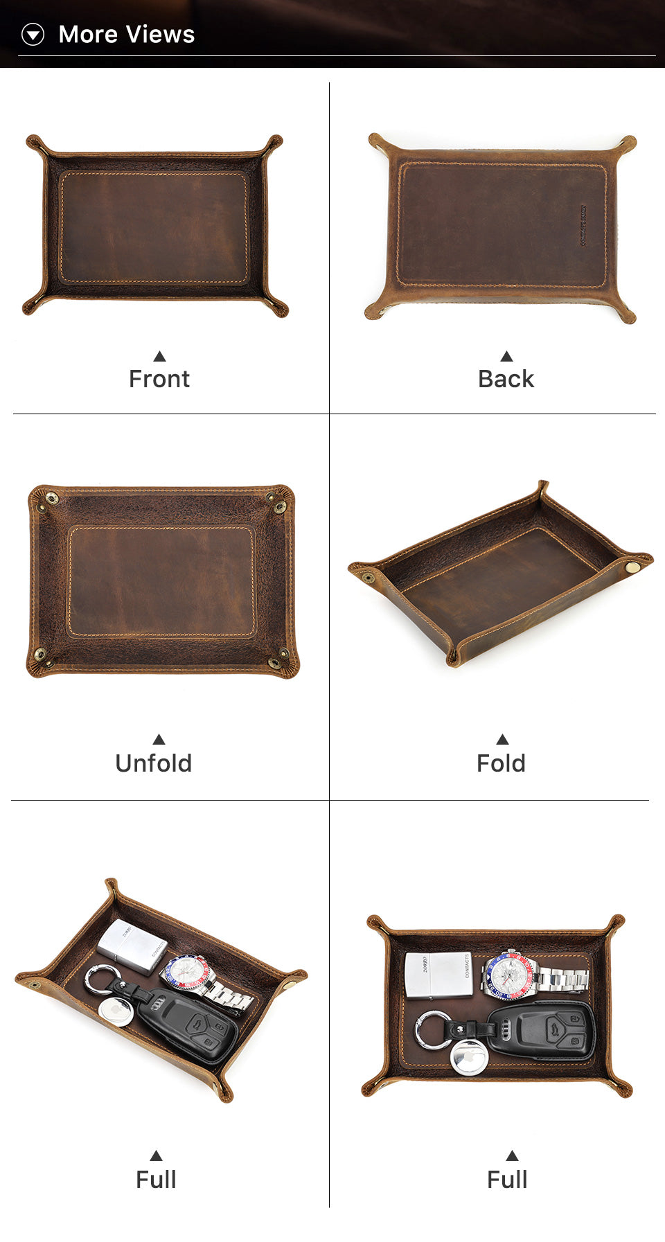 Genuine Leather Desktop Storage Tray